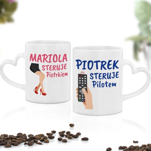 Zestaw kubków dla pary z nadrukiem - Sterowanie