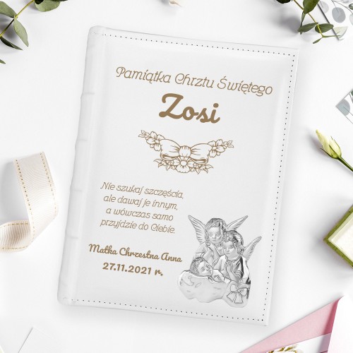 Album na zdjęcia z aniołkami i grawerem na chrzest - Aniołki