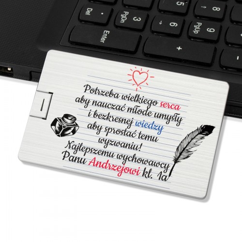 Pendrive z nadrukiem karta 32 GB na prezent dla wychowawcy - Serce
