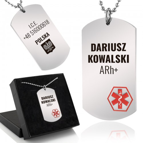 Nieśmiertelnik z grawerem dla medyka - Identyfikator