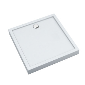 Schedline Brodzik akrylowy zintegrowany z nośnikiem Stabilsound Plus® oraz obudową akrylową przeciągniętą do podłogi Cameron 80x80x12 cm, kwadratowy,
