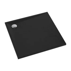 Omnires STONE brodzik prysznicowy ze strukturą kamienia, 80 x 80 cm, czarny mat STONE80-KBL