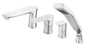 FERRO ALGEO SQUARE bateria wannowa stojąca, czterootworowa, chrom FE-BAQ11A