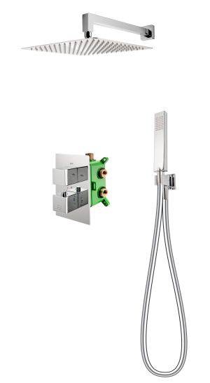 Fdesign Kompletny system podtynkowy prysznicowy z baterią termostatyczną i deszczownią FD1-TS08-7SET1-11