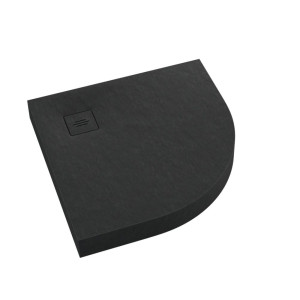 Schedline Brodzik akrylowy zintegrowany z nośnikiem Stabilsound Plus® oraz obudową akrylową przeciągniętą do podłogi NonLimits Black Stone 90x90x12 cm