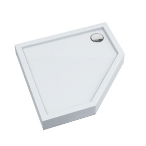 Schedline Brodzik akrylowy zintegrowany z nośnikiem Stabilsound Plus® oraz obudową akrylową przeciągniętą do podłogi Cameron 80x80x12 cm, pięciokątny,