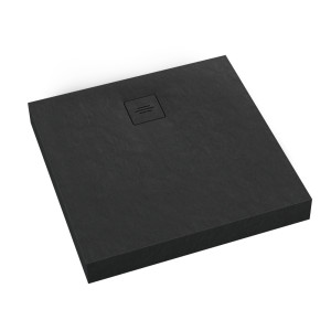 Schedline Brodzik akrylowy zintegrowany z nośnikiem Stabilsound Plus® oraz obudową akrylową przeciągniętą do podłogi NonLimits Black Stone 90x90x12 cm