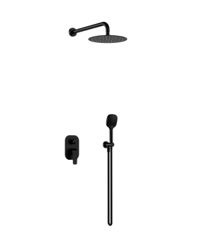 Excellent Clever 2.0 zestaw wannowo-prysznicowy podtynkowy z deszczownicą 25 cm, 2 funkcyjny, czarny soft AREX.SET.4145BS