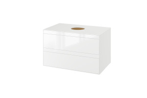 Excellent Finli szafka wisząca 80cm, podumywalkowa z blatem 2 szuflady, biały połysk MLEX.1102.800.WHWH