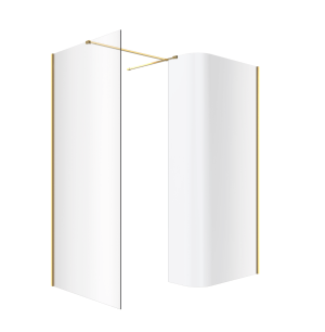 Excellent Vidoq walk-in kabina prysznicowa gięta, ścianka prosta 90cm, ścianka gięta 83cm, powłoka Clean Control, złoty połysk KAEX.1507.K.0900.0830.G