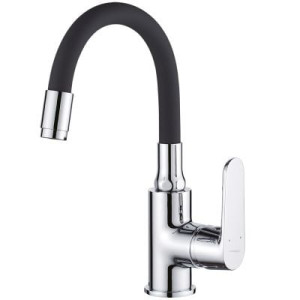 Kuchinox DIMA Bateria umywalkowa stojąca z elastyczną wylewką czarna- chrom BQD_021B