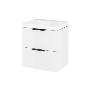 Excellent Blanko szafka 49 cm, biały połysk z umywalką z otworem na baterię, uchwyt czarny MLEX.6317.K.490.WHBL