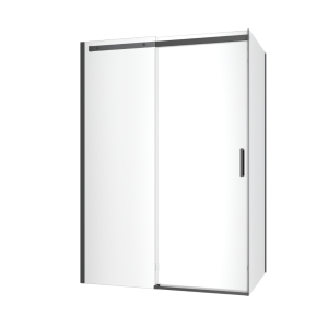 Excellent Rols kabina narożna 140x90 cm z drzwiami przesuwnymi 140 cm, powłoka Clean Control, czarny mat KAEX.2616.K.1400.0900.BL
