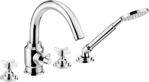Deante Temisto Bateria wannowa 4-otworowa z zestawem prysznicowym BQT_014D