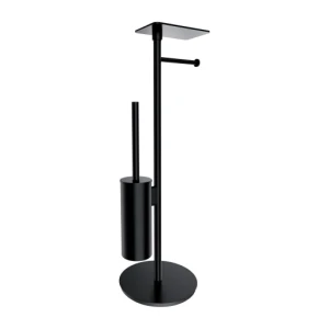 Omnires MODERN PROJECT stojak na papier i szczotkę toaletową z półką, czarny mat MP60820BL