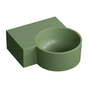 Omnires OVO M+ umywalka nablatowa/wisząca - lewa, 33 x 34 cm, olive mat OVO335UWLOL