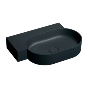 Omnires OVO M+ umywalka nablatowa/wisząca - lewa, 64 x 44 cm, black lava mat OVO645UWLBLV