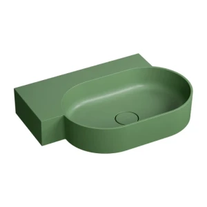 Omnires OVO M+ umywalka nablatowa/wisząca - lewa, 64 x 44 cm, olive mat OVO645UWLOL