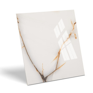 Płytki imitujące marmur białe ze złotymi żyłami, wzorami ONYX GOLD 60X60 RECT. 7mm (1,44) połysk Prime Ceramics