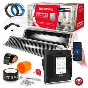 Termofol ZESTAW FOLIA GRZEWCZA PODCZERWIEN MOC 60W 100cm pow. 30m² H7 BLACK + WiFi