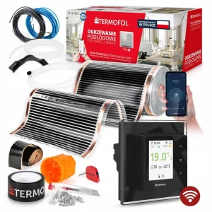 Termofol ZESTAW FOLIA GRZEWCZA PODCZERWIEN MOC 80W 50cm pow. 6m² H7 BLACK + WiFi