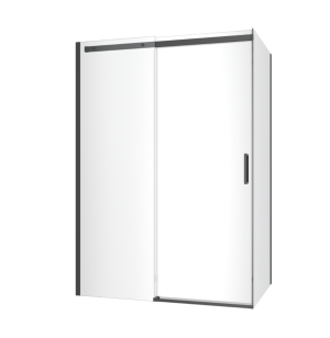 Excellent Rols kabina narożna 140x80 cm z drzwiami przesuwnymi 140 cm, powłoka Clean Control, czarny mat KAEX.2616.K.1400.0800.BL