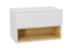 Excellent Tuto 2.0 szafka wisząca 80 cm 1 szuflada front gładki niski, blat biały lakierowany, biały/biały MLEX.2171.K.80.011W.WHWH