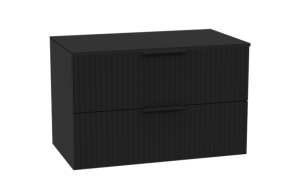 Excellent Tuto 2.0 szafka wisząca 80 cm 2 szuflady front ryflowany, blat czarny lakierowany, czarny mat/czarny mat MLEX.2172.K.80.031B.BKBK