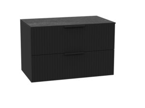 Excellent Tuto 2.0 szafka wisząca 80 cm 2 szuflady front ryflowany, blat marmur, czarny mat/czarny mat MLEX.2172.K.80.03MA.BKBK
