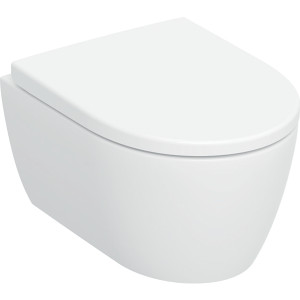 GEBERIT Zestaw: miska wiszącai WC Geberit iCon, lejowa, krótka, ukryte mocowania, TurboFlush, z deską sedesową: T=49cm, Wolne opadanie=Tak, Zawiasy wy
