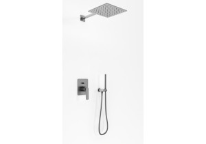 Kohlman Experience Gray zestaw prysznicowy podtynkowy z deszczownicą 30 cm, szczotkowany grafit QW210EGQ30
