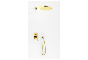 Kohlman Experience Brushed Gold zestaw prysznicowy podtynkowy z deszczownicą złoty szczotkowany QW210EGDBR25