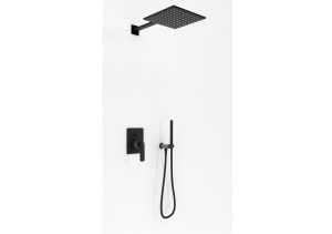 Kohlman Experience Black zestaw prysznicowy podtynkowy z deszczownicą 30 cm czarny mat QW210EBQ30
