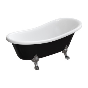 Omnires ATENA COMFORT M+ wanna wolnostojąca, 168 x 76 cm, biały/czarny połysk ATENA168BCP