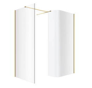 Excellent Vidoq walk-in kabina prysznicowa gięta, ścianka prosta 120cm, ścianka gięta 83cm, powłoka Clean Control, złoty połysk KAEX.1507.K.1200.0830.