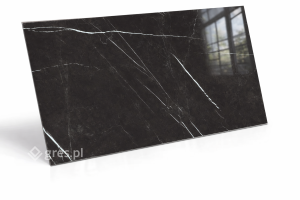 Czarne płytki podłogowe imitujące marmurROYAL PIETRA 60X120 (1,44)  wysoki połysk Prime Ceramics