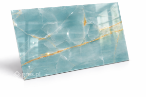 Niebieskie płytki do łazienki, na podłogę i ścianę VENICE BLUE AQUA 60X120 (1,44) połysk Prime Ceramics