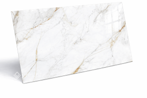 Białe płytki imitujące marmur ze złotą żyłą do łazienki VIENNA BIANCO 60X120 RECT. (2,16) połysk Prime Ceramics