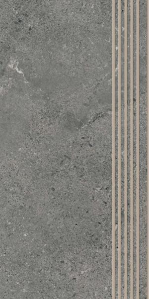 Paradyż Authority Graphite Stopnica Prosta Nacinana Mat. 29,8x59,8 G1