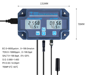 Smart Tester wody Tuya – pH, EC, TDS, temperatura, gęstość | WiFi /IP67 | ATC | Akwarium, hydroponika, pitna