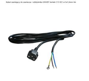 Kabel zasilający do zasilacza / odbłyśnika GRUBY żeński C13 IEC ø 3x1,5mm 4m
