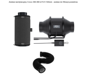 Zestaw wentylacyjny Croco 360-480 m³/h fi 125mm - zestaw do filtracji powietrza do namiotu 120x120 LED ok 480 W