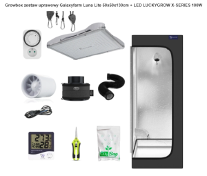 Growbox zestaw uprawowy Galaxyfarm Luna Lite 50x50x130cm + LED LUCKYGROW X-SERIES 100W