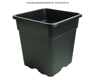 Doniczka Produkcyjna Kwadratowa NERO – Włoska, Wytrzymała | Dostępna Podstawka 25L (33,5*33,5*H34)