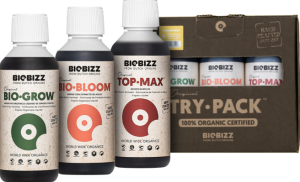 BioBizz Try-Pack Indoor 1-4 rośliny- zestaw nawozów i boosterów 3x250ml INDOOR