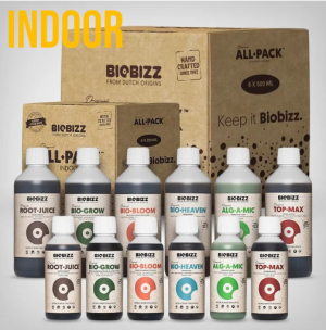 ALL-PACK INDOOR 6x250ml - KOMPLETNY ZESTAW NATURALNYCH NAWOZÓW I STYMULATORÓW, BIOBIZZ