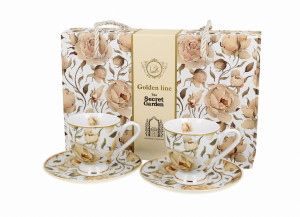 2 Filiżanki espresso ENGLISH ROSES WHITE - Golden Line