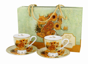 2 Filiżanki espresso SUNFLOWERS Van Gogh - Golden Line