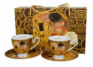 2 Filiżanki ze spodkami KISS BROWN by KLIMT - Golden Line
