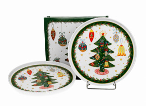 Komplet 2 talerze deserowe AROUND CHRISTMAS TREE